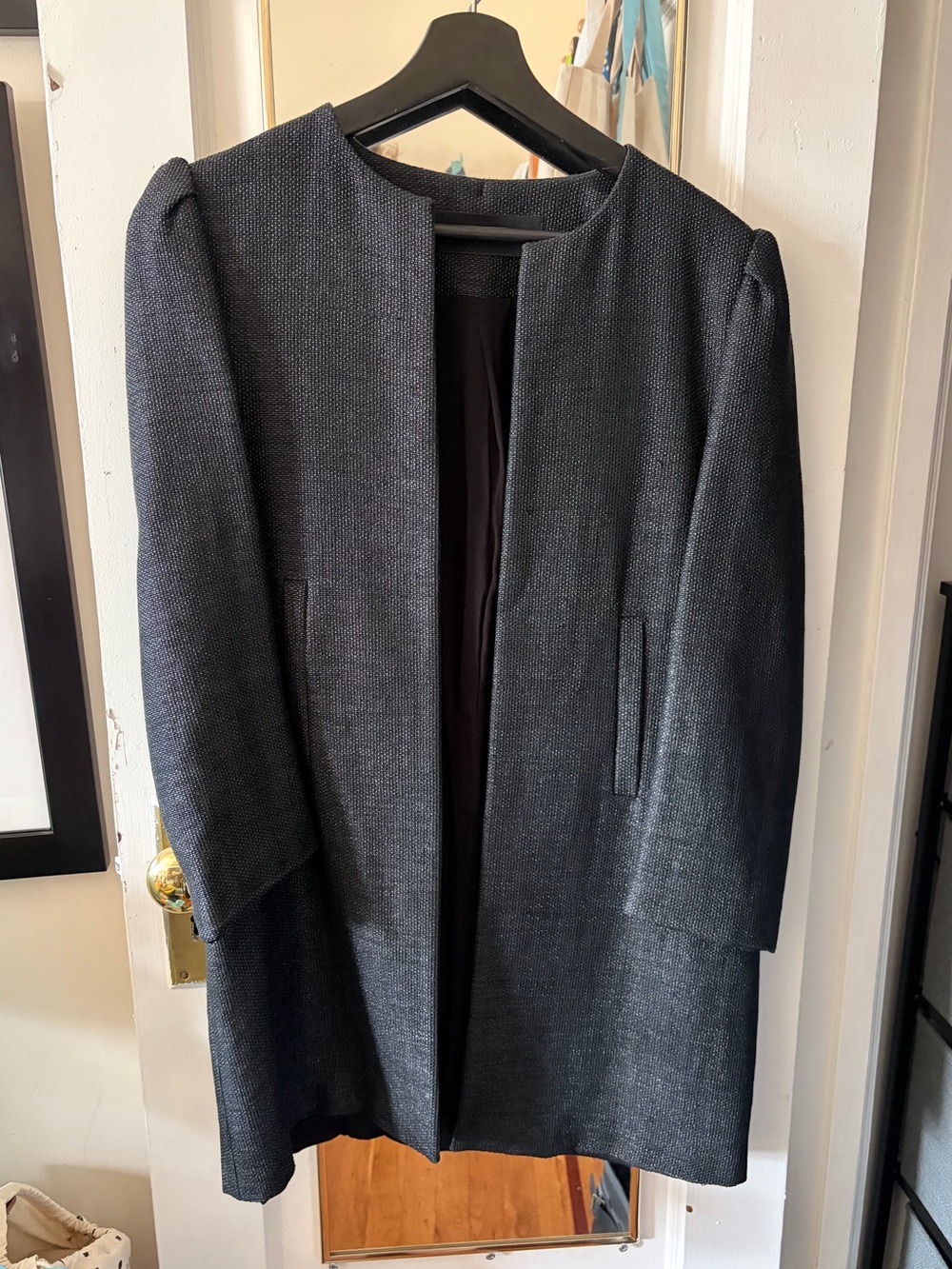 Zara Women's Dark Gray Open-Front Coat
